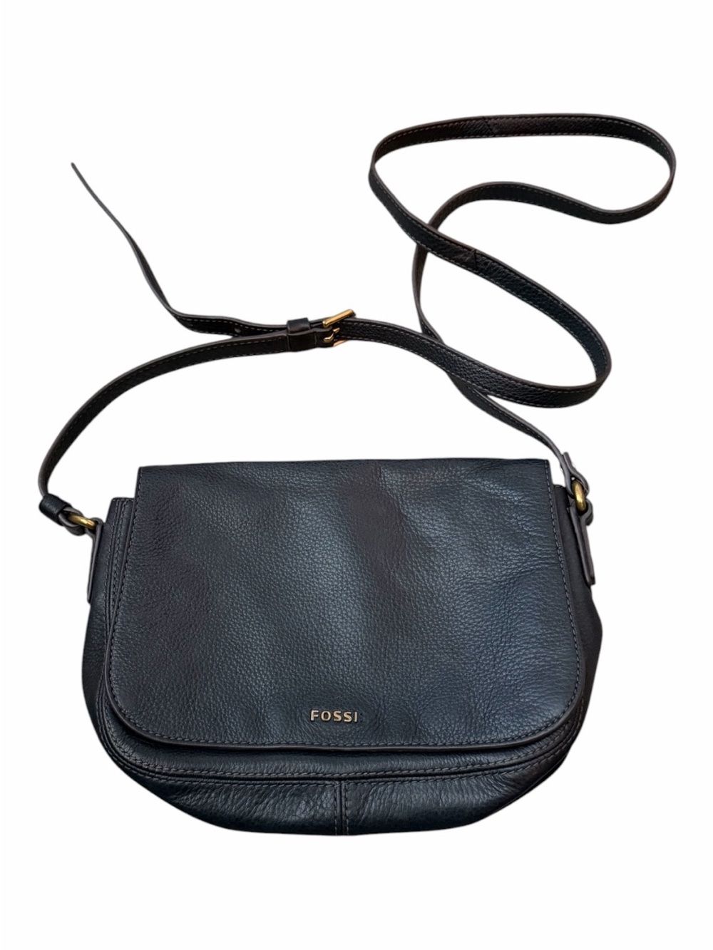 Fossil Black Leather Crossbody Bag Y2K